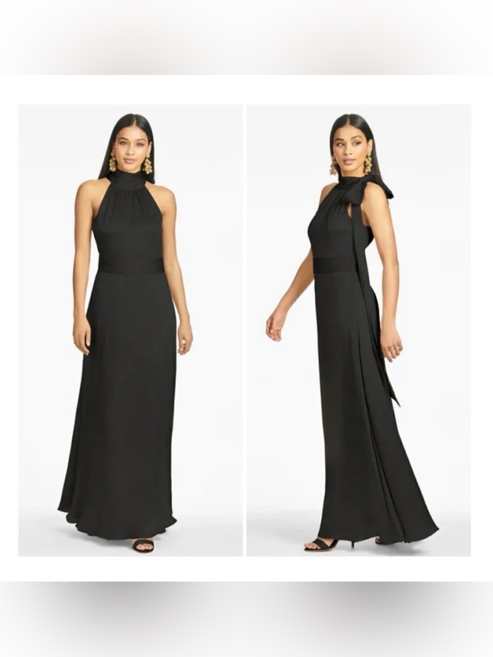 Sachin + Babi Kayla Gown Black High-Neck Maxi Gown Back Tie Size 12 - NEW